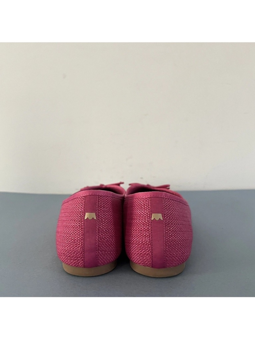 Birdies The Goldfinch Raspberry Raffia Bow Ballet Pointed Toe Flats - Picture 6 of 8